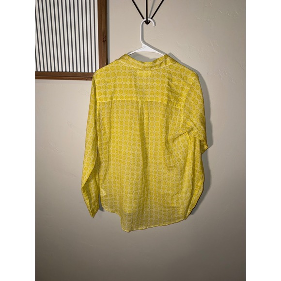 Velvet by Graham & Spencer Yellow Medallion Print Cotton Button Down Shirt M - Picture 5 of 9